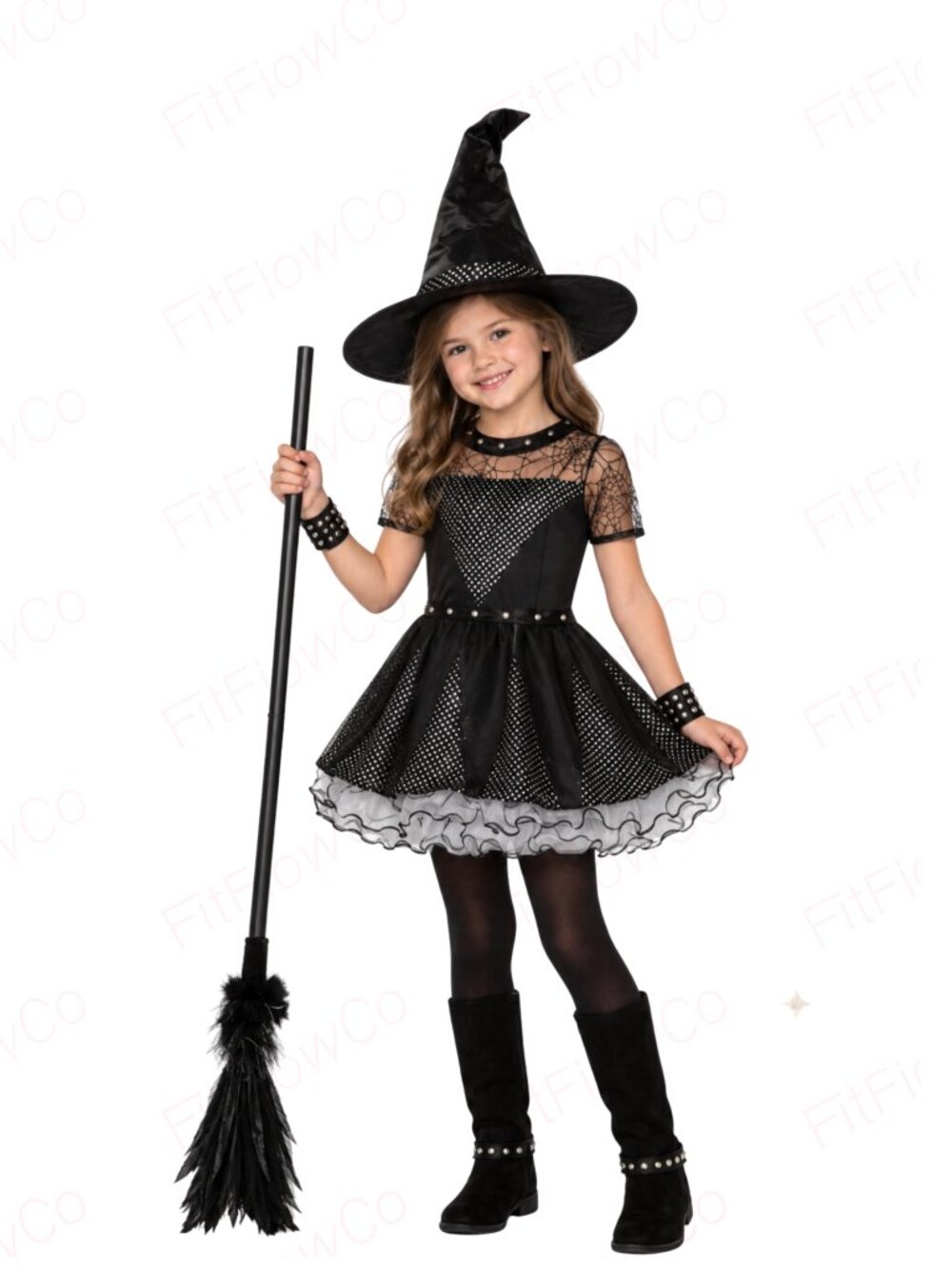 Forum Novelties Rock Rebel Witch Costume Girls 4-6 Dress Hat NWT Halloween